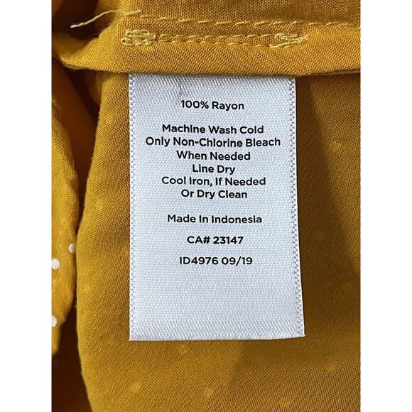 Talbots Petite Golden Yellow Polka Dot V-Neck Long Sleeve Blouse Large Petite LP - Picture 4 of 4